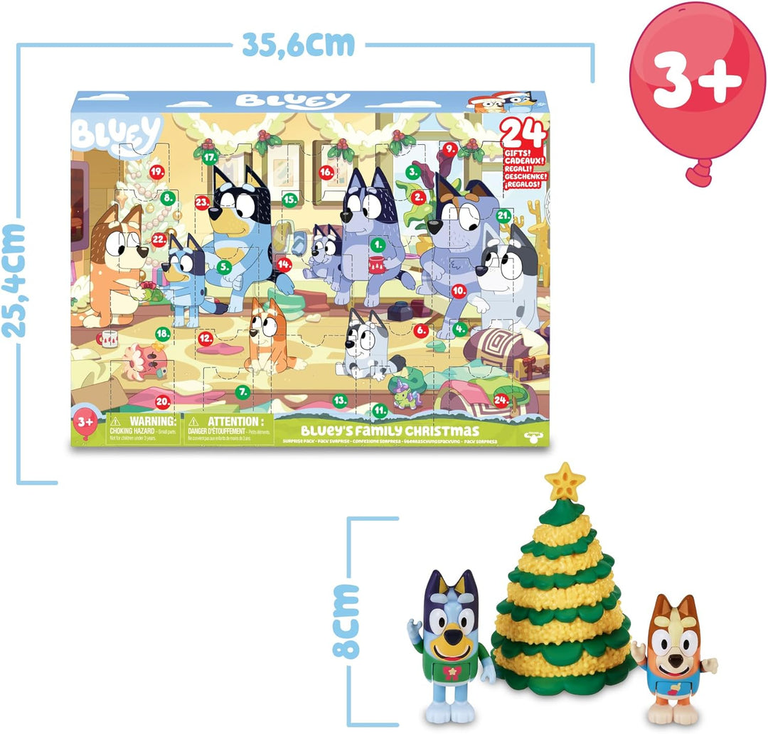 Bluey - Adventskalender mit 24 Teilen, inkl. Figuren aus der Serie und Zubehör, für Jungen und Mädch