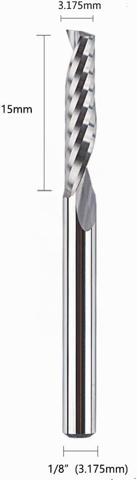 SpeTool 5 Stück Alu Fräser 3,175 mm (1/8") Schaft CNC Holz VHM 15mm Schnittlänge Schaftfräser für Al