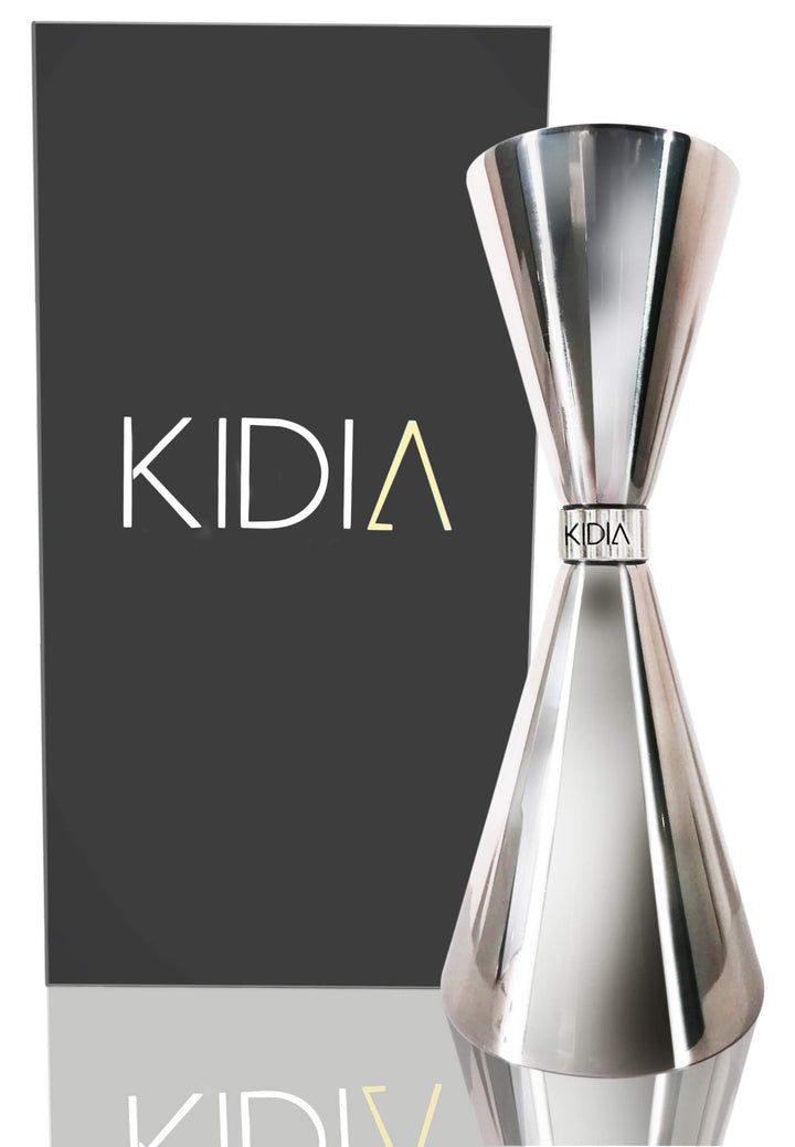 Kidia Doppel Jigger - Doppelter Cocktail-Messbecher mit 30ml & 60ml Füllinhalt - 304 Edelstahl mit C