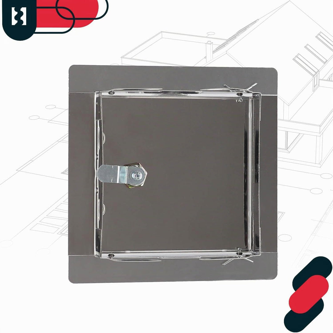 KOTARBAU® Revisionsklappe Grösse 10x10cm mit Schlüssel Edelstahl Silber für Revisionsschächte 10x10