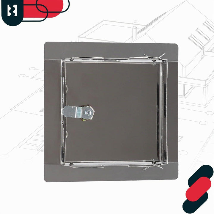 KOTARBAU® Revisionsklappe Grösse 10x10cm mit Schlüssel Edelstahl Silber für Revisionsschächte 10x10
