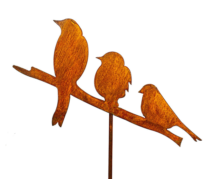 Blümelhuber 3 Vögel auf Stange Edelrost Gartenstecker 114cm Rost Gartendeko