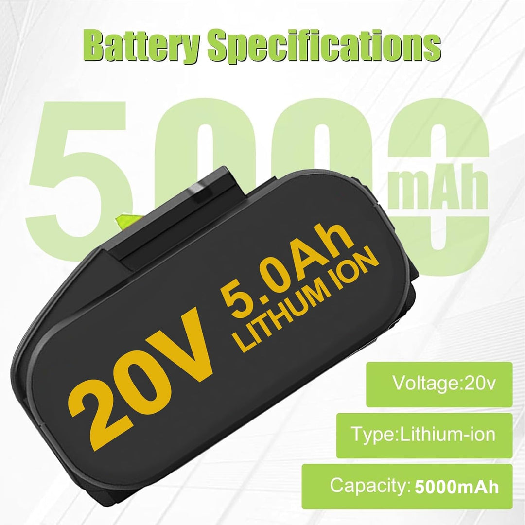 2X 5,0 Ah Ersatzakku für WA3551/WA3553 Akku Kompatibel mit WA3551 Akku-Elektrowerkzeugen WA3551.1 WA