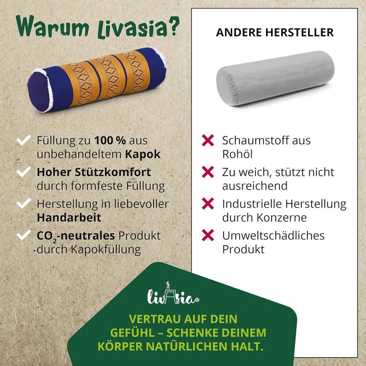 livasia Nackenrolle extralang Nackenstützkissen - Ø 17x56cm - Nackenkissen, Sofakissen Muster, Beinl