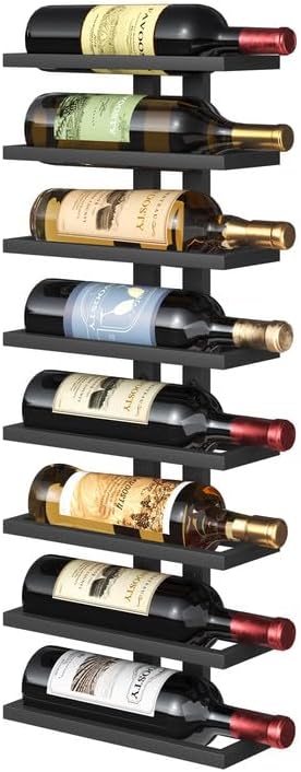 FAVOOSTY Weinregal Wand 2 Set, Flaschenhalter, Flaschenregal mit 16 Ebenen, Metall Weinregal Hängend