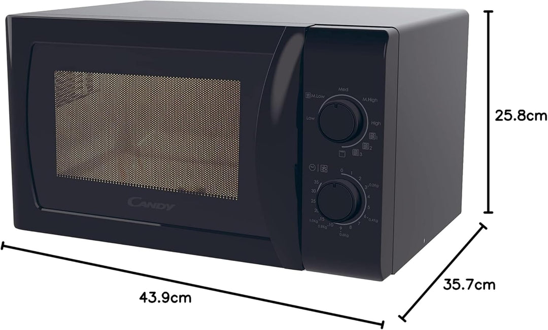 Candy Idea CMG20SMB Mikrowelle mit Grill, 20 l, 800 W-1050 W, 5 Leistungsstufen, 5 automatische Prog
