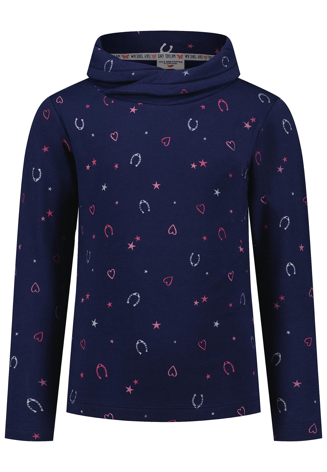 SALT AND PEPPER Mädchen Girls Sweat Hearts Stars AOP Sweatshirt 116-122 True Navy, 116-122 True Navy