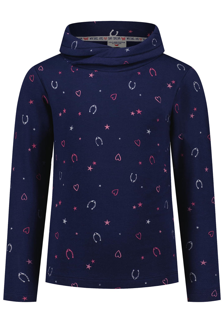SALT AND PEPPER Mädchen Girls Sweat Hearts Stars AOP Sweatshirt 116-122 True Navy, 116-122 True Navy