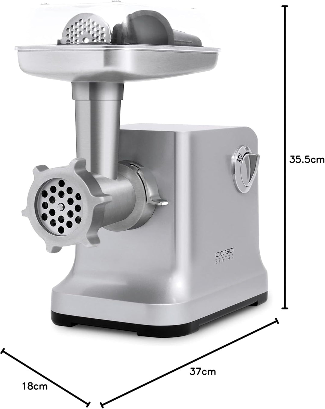 Caso FW2000 Elektrischer Fleischwolf, inkl. Spritzgebäck, Aufsatz 800 W nominal, 2000 W locked, ca.