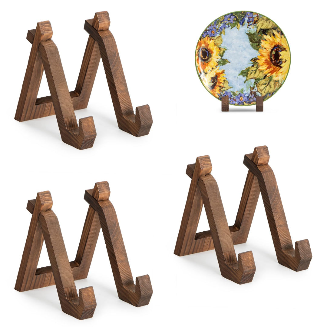 ANBOXIT Tellerständer Holz - 3 Stück Tellerhalter Ständer Es Kann als Display Ständer, Fotoständer,