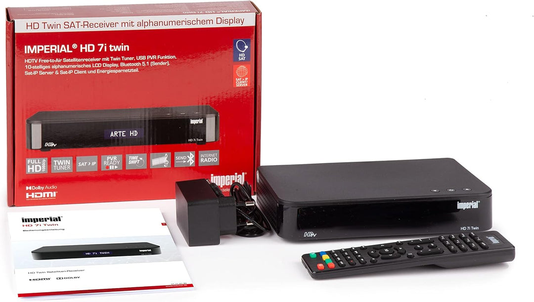 IMPERIAL HD 7i Twin – HD Twin Sat-Receiver (2 Empfänger, SAT>IP, Bluetooth, alphanumerisches Display