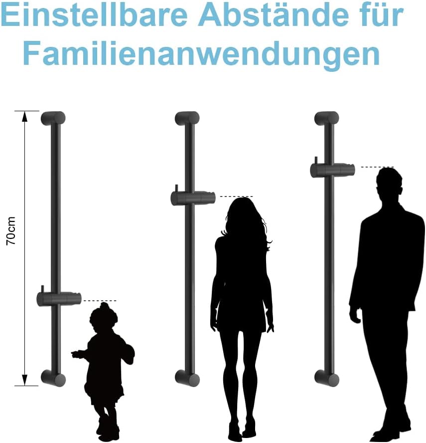 OFFO Duschstange Brausestange, 68cm segmentierte, wandmontierte Duschstange, verstellbarer Abstand 3