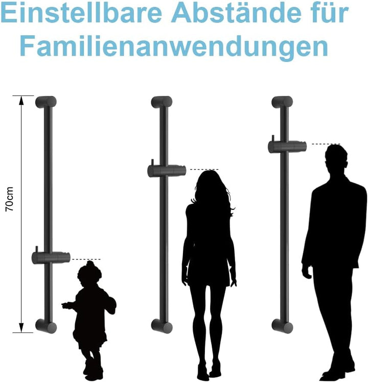 OFFO Duschstange Brausestange, 68cm segmentierte, wandmontierte Duschstange, verstellbarer Abstand 3