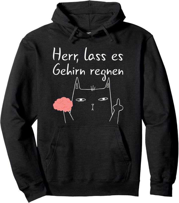 Herr, lass es Gehirn regnen Katze Lustig Pullover Hoodie