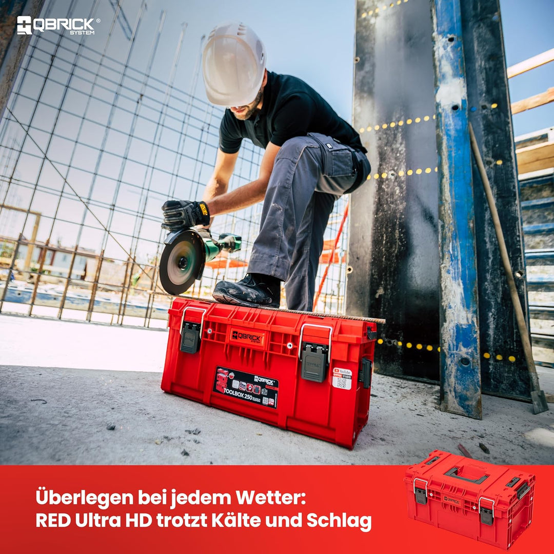 QBRICK SYSTEM Werkzeugkoffer Werkzeugkasten Leer Werkzeugkiste PRIME RED Ultra HD Rot 570 x 340 x 29