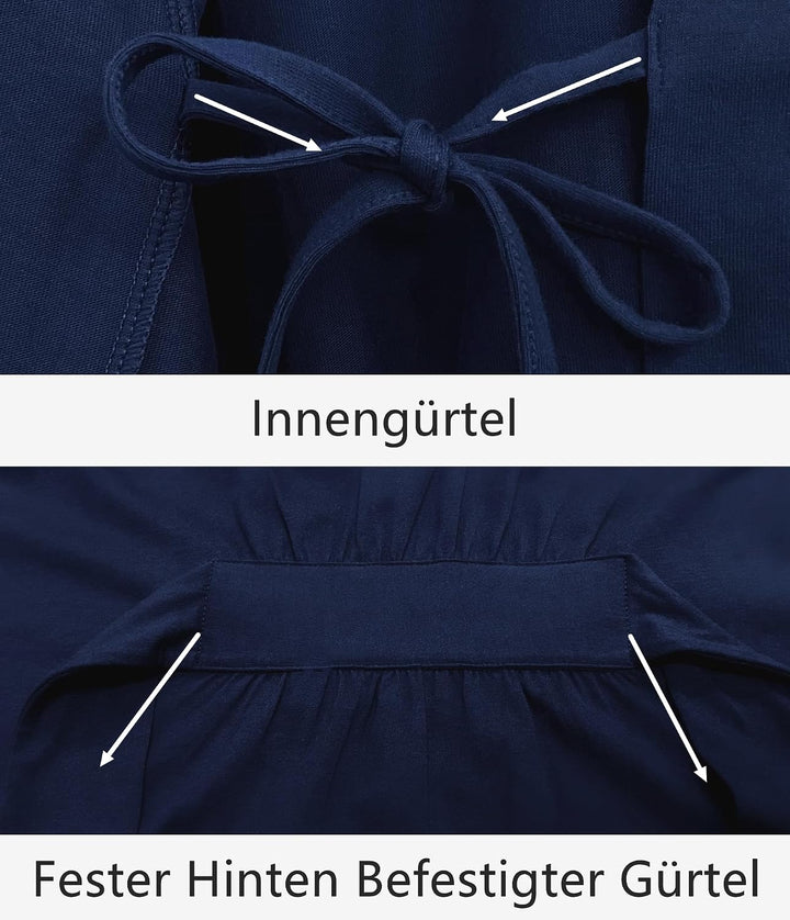 COLORFULLEAF 100% Baumwolle Bademantel Damen Kurz Morgenmantel Leicht Knielang Kimono Saunamantel Na