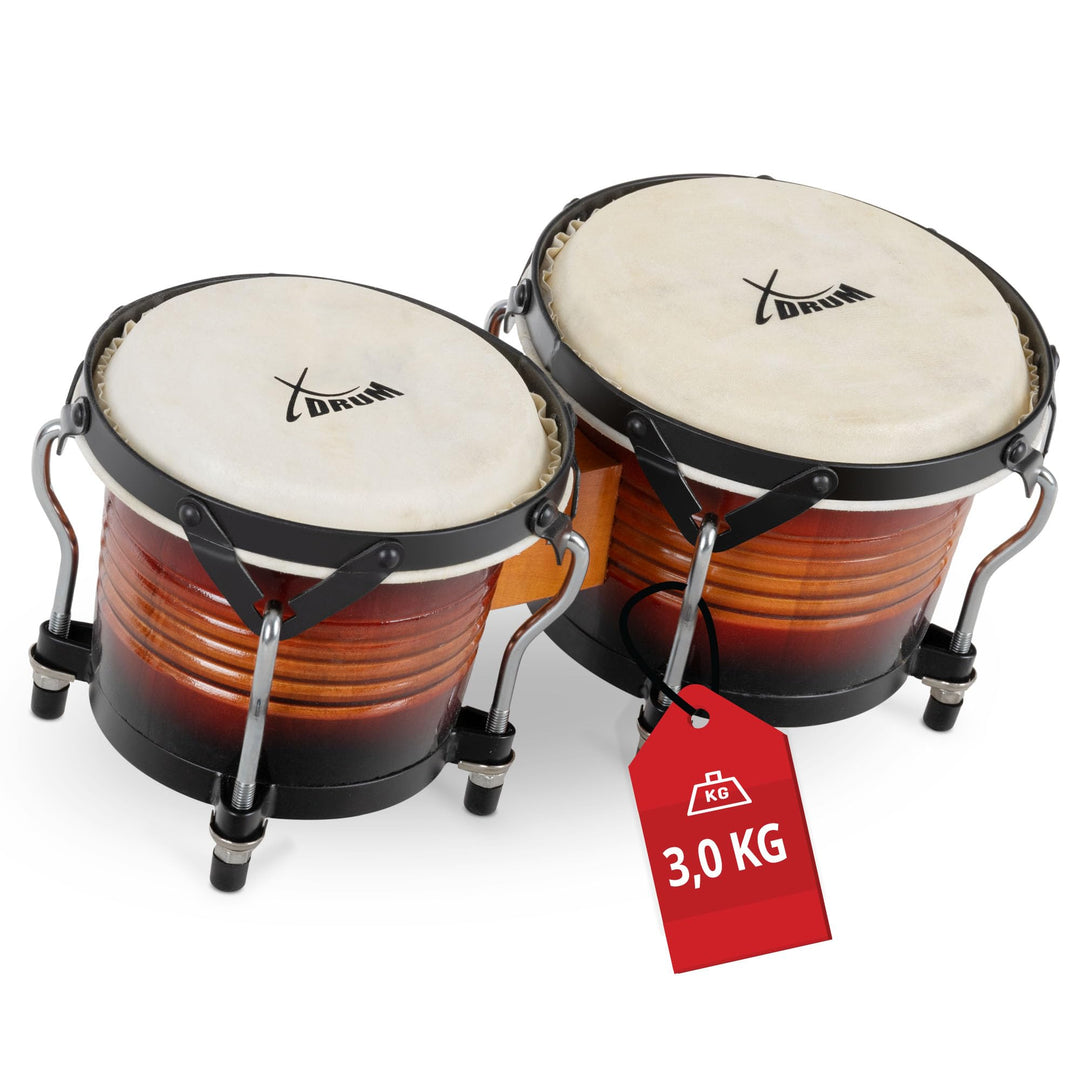 XDrum Bongos Pro Vintage Sunburst - 2 Trommeln mit 6,5" (17 cm) und 7,5" (20 cm) Durchmesser - Bongo