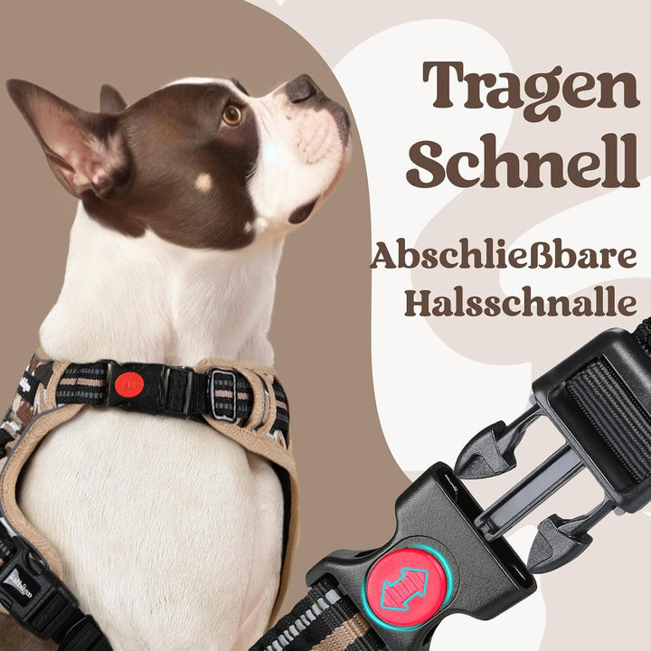 rabbitgoo Hundegeschirr Grosse Hunde Leichtes Anlegen, XL, Bergkhaki | Anti Zug, Ohne Kopfdurchzug,