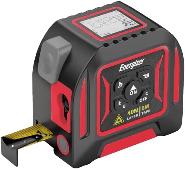 Energizer – 2-in-1 Laser-Entfernungsmesser, 40m Lasermessgerät & 5m Massband, LCD-Display, USB-C wie
