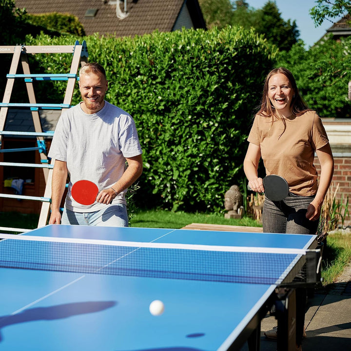 HUDORA Tischtennis Set Friends - hochwertiges Tischtennisschläger Set mit 4 Schlägern &amp; 8 Bällen - P