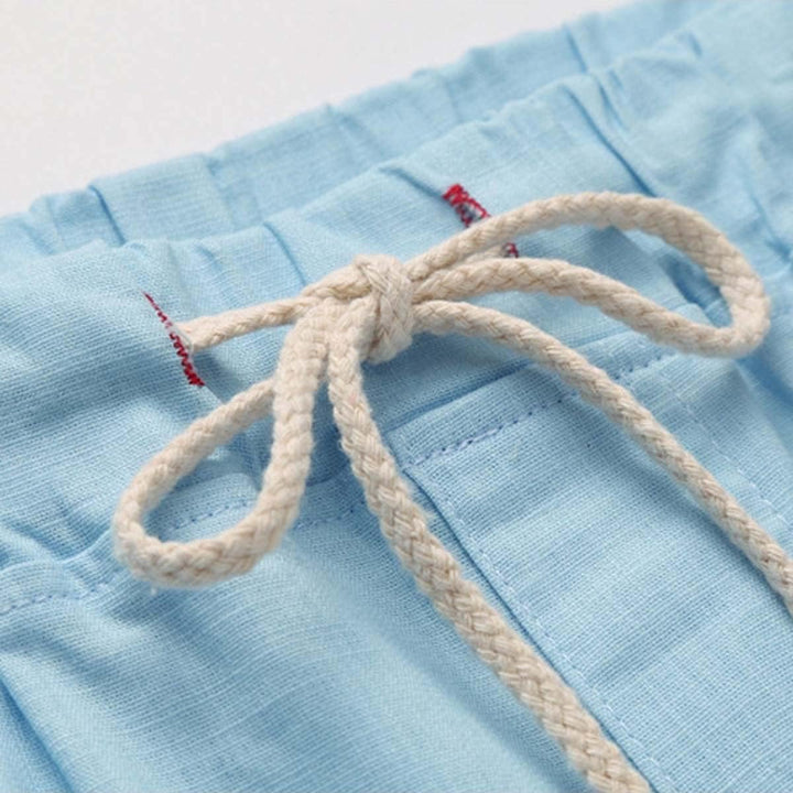 JustSun Kurze Hosen Herren Leinen Shorts Leicht Atmungsaktiv mit Tunnelzug S Hellblau, S Hellblau