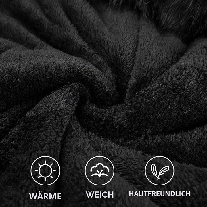 Tuopuda Jacke Damen Wintermantel mit Kapuze Reissverschluss Parka Mantel Langarm Hooded Jacket Schwa