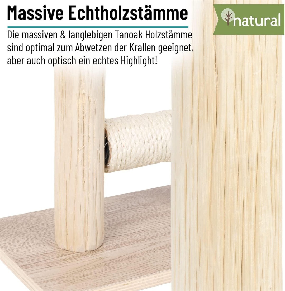 VOSS.pet Kratzbaum Morea 43 – Premium Kratzsäule mit Naturholz vom Tanoak Baum, Katzenkratzbaum für