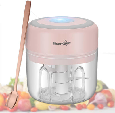 BlumWay 2 Stück Mini Zwiebelschneider, Elektrisch Zerkleinerer Küche Gemüsezerkleinerer Multizerklei