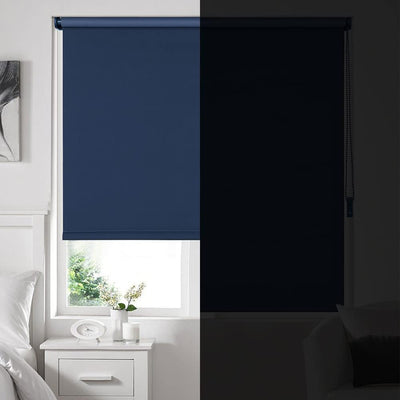 Eurohome Verdunkelungsrollo Thermo Rollo 100x130cm (Stoffbreite 96 cm) Dunkelblau Klemmfix ohne Bohr