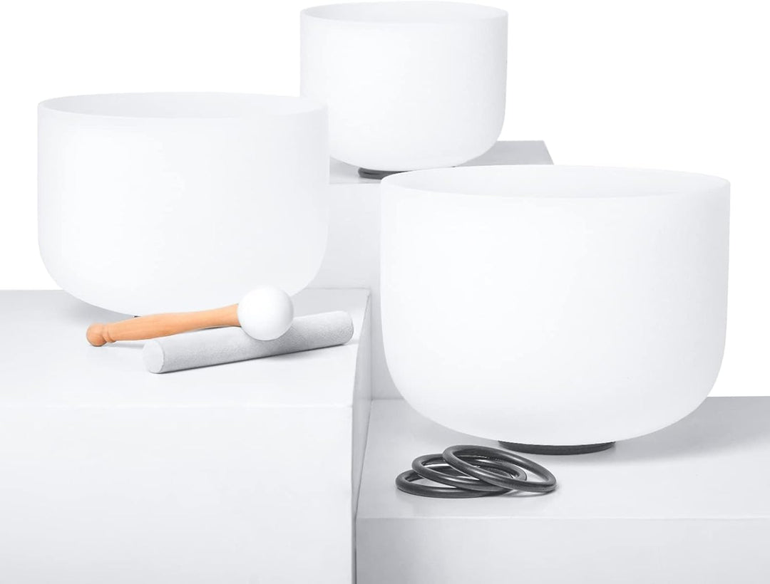 Hye-eun Kristall-Klangschalen-Set 432hz 3 stück 8"B 10"F 12"C klangschale aus quarzkristall für Klan