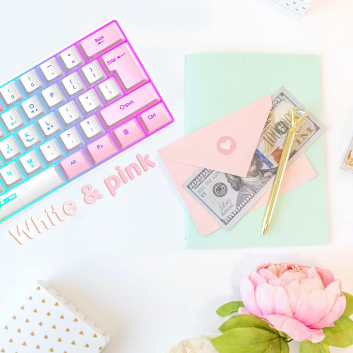 60 % kabelgebundene RGB-Gaming-Tastatur 61 Tasten tragbare Tastatur mit 11 RGB-Licht, schwimmende AB