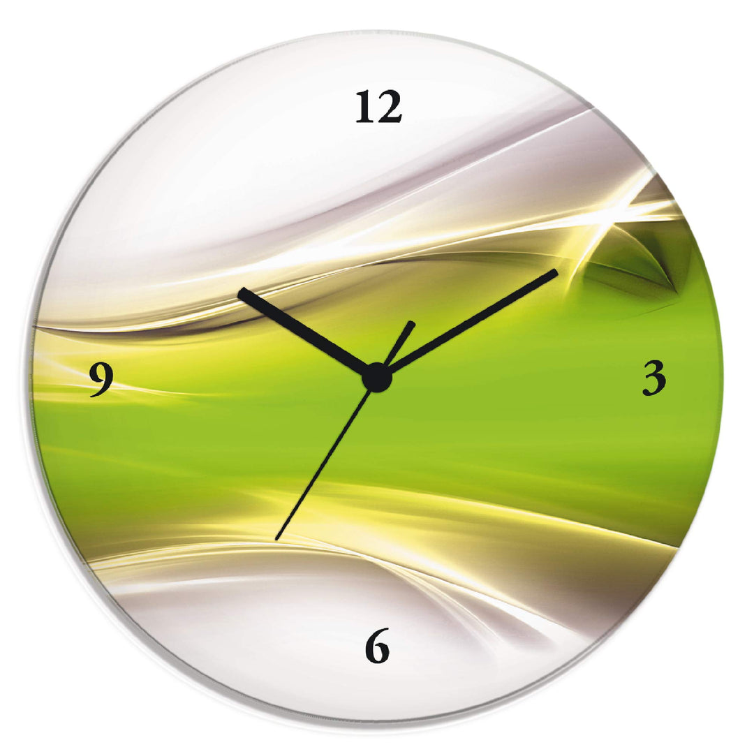 ARTLAND Wanduhr ohne Tickgeräusche Glas Funkuhr Ø 30 cm Rund Lautlos Design Abstrakt Kunst Modern Au