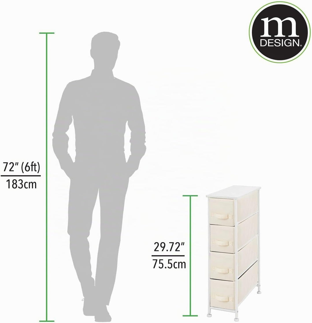 mDesign Kommode mit 4 Schubladen – schmaler Schubladenschrank mit MDF-Holzplatte für Schlafzimmer, W
