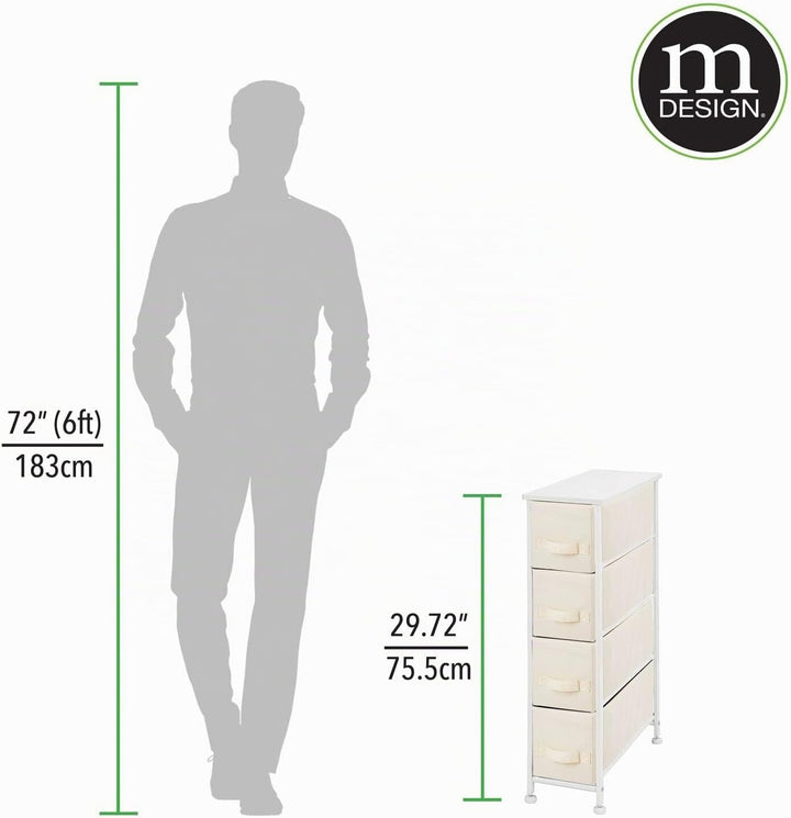 mDesign Kommode mit 4 Schubladen – schmaler Schubladenschrank mit MDF-Holzplatte für Schlafzimmer, W