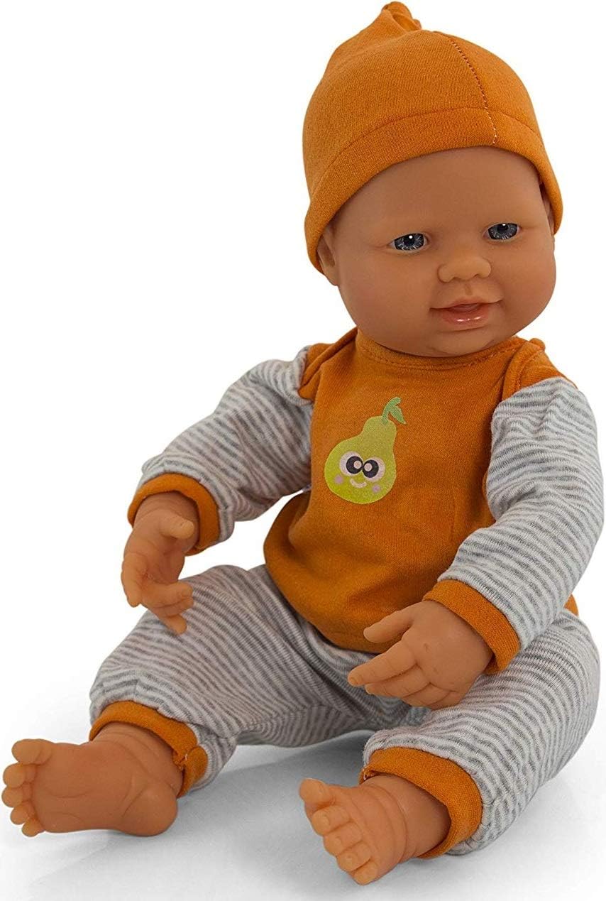 Miniland Puppenkleidung 40cm, orangenes Pyjama mit Schlafmütze, kaltes Wetter
