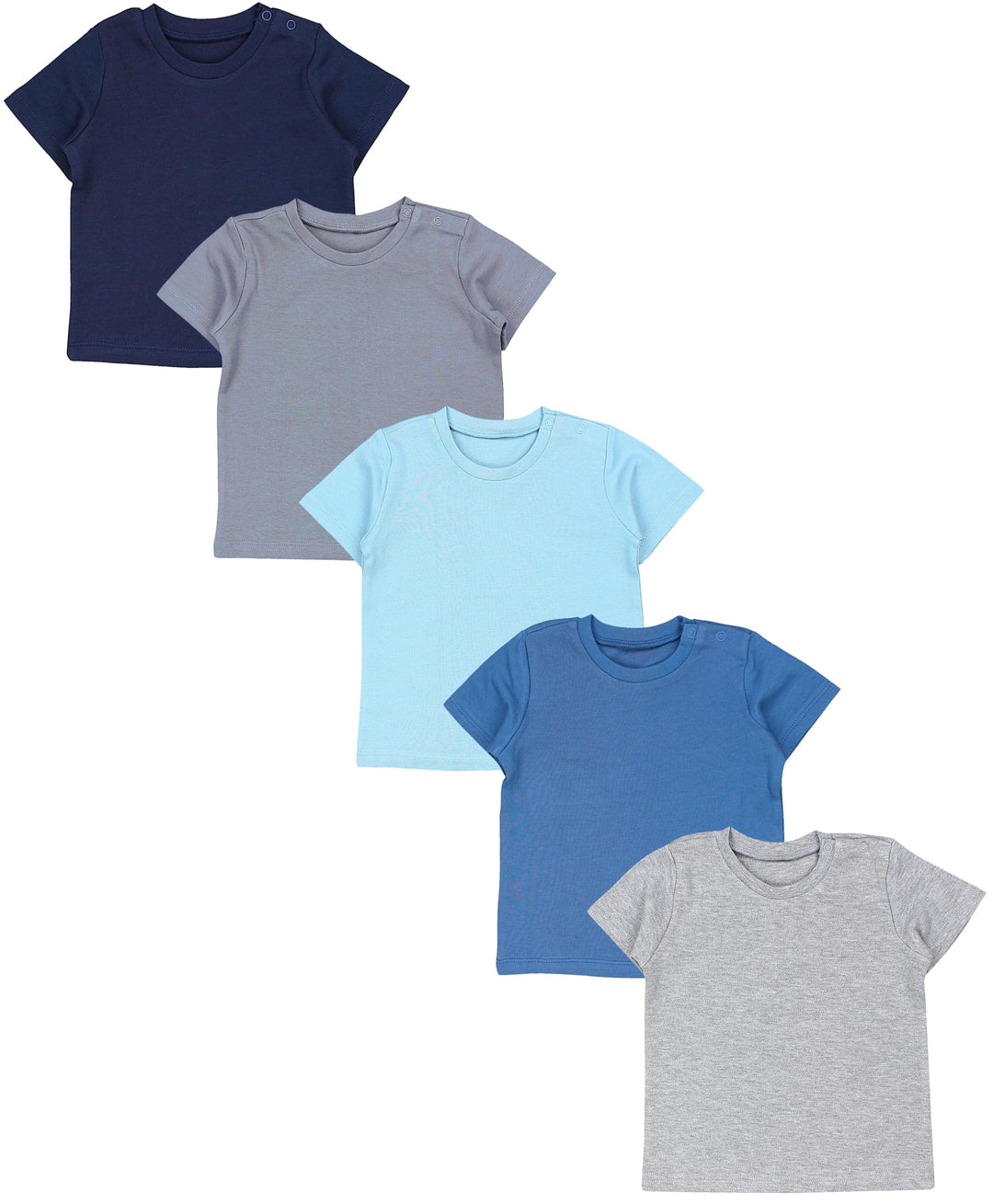 TupTam Baby Jungen Kurzarm T-Shirt mit Aufdruck Unifarben Sterne Streifen 5er Set 68 Blau Grau Mix J