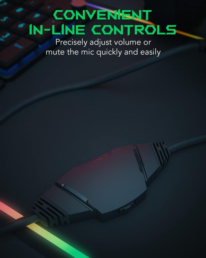 Gaming Headset with Microphone for PC PS4 PS5 Xbox Switch Computer, Wired Gamer Headphones with Nois