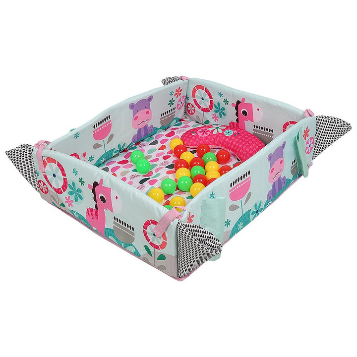 4-in-1 Baby Spieldecke Laufstall, Spielbogen, Bällebad Spielmatte mit Spielbogen Abnehmbarem,Neugebo
