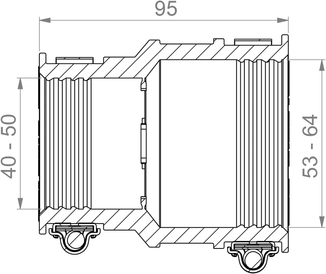 Crassus Adapterkupplung CAC 0633, EPDM / V2A, 1 Stück, 53-63 mm auf 40-50 mm, CRA12047, 53-63 mm auf