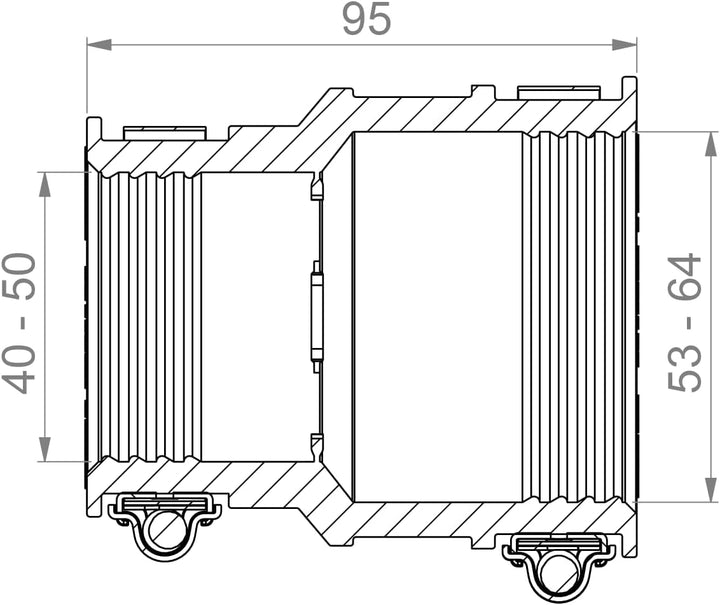 Crassus Adapterkupplung CAC 0633, EPDM / V2A, 1 Stück, 53-63 mm auf 40-50 mm, CRA12047, 53-63 mm auf