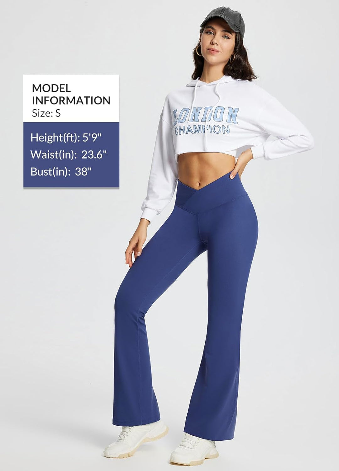 BALEAF Damen Yogahose mit Taschen Schlaghose Stoff Flare Leggings Bauchkontrolle Sporthose Stretch H