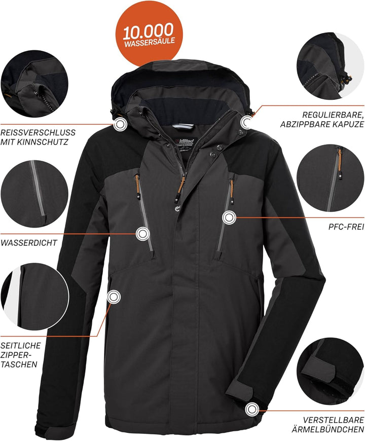 Killtec Herren Kow 25 Mn Jckt Funktionsjacke/Outdoorjacke mit abzippbarer Kapuze L anthrazit, L anth