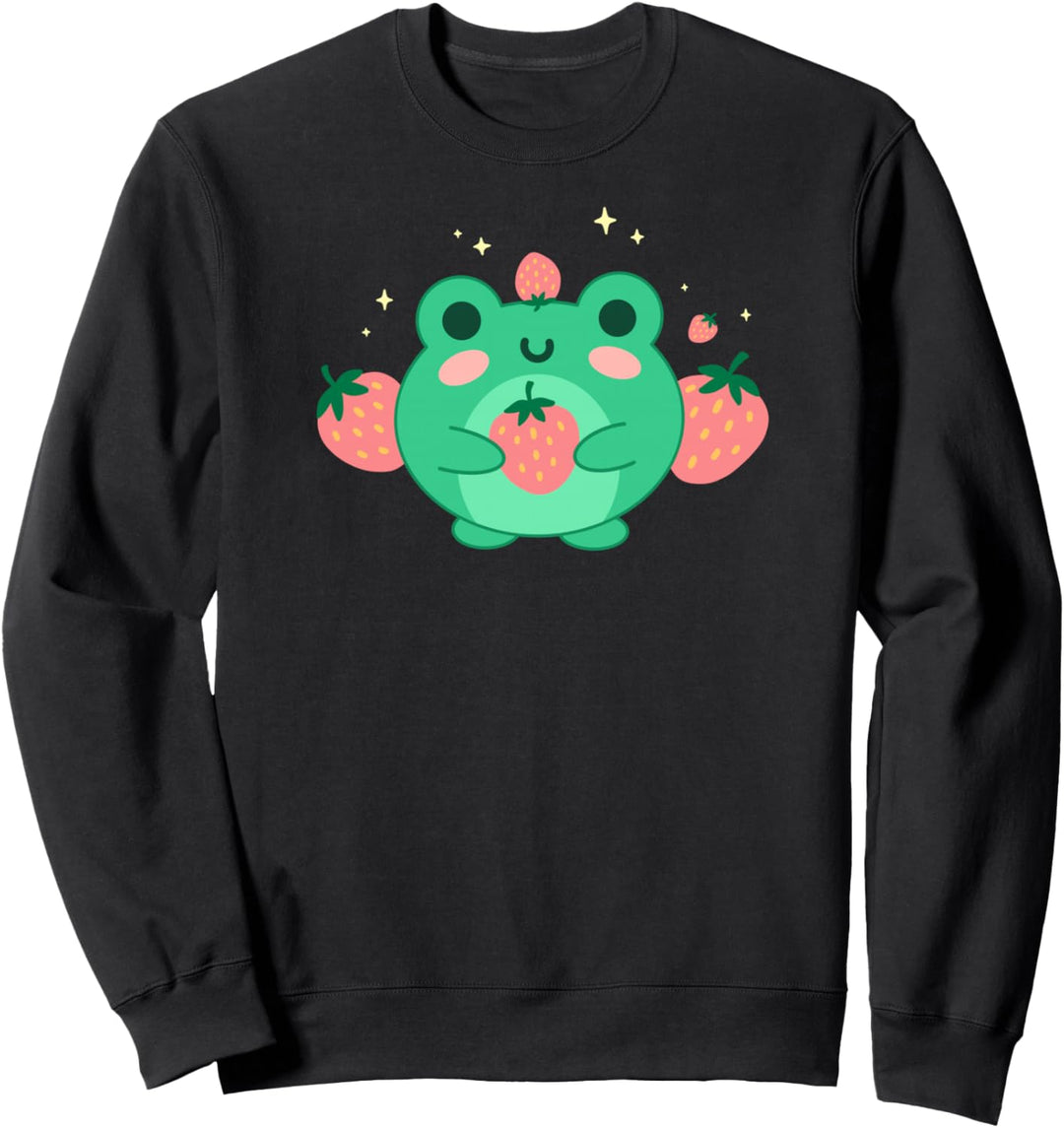 Kawaii Erdbeer-Frosch – niedlicher Retro, japanische Ästhetik Sweatshirt