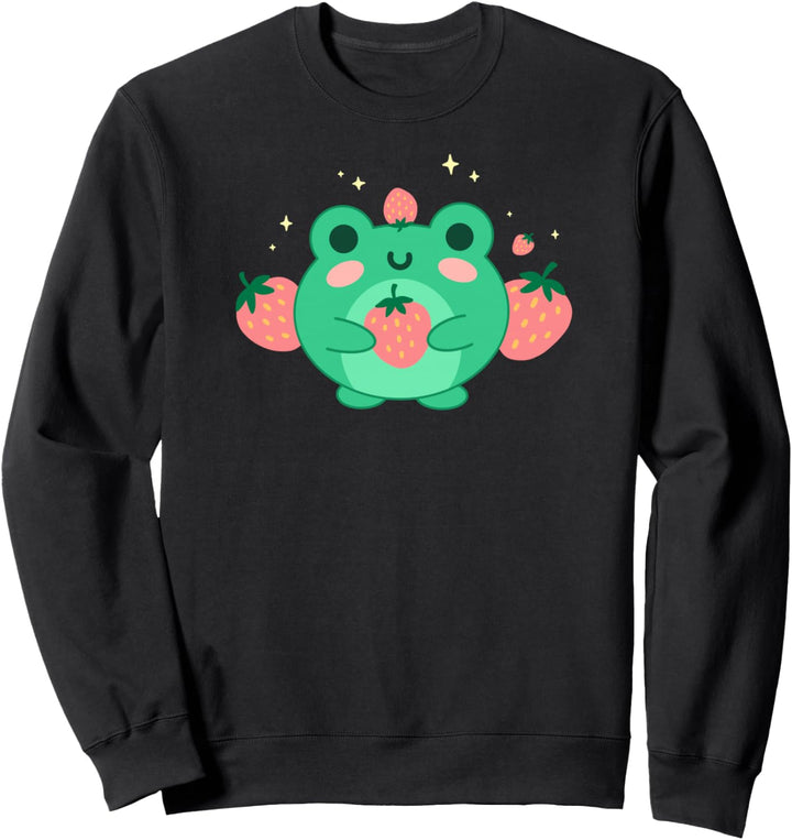 Kawaii Erdbeer-Frosch – niedlicher Retro, japanische Ästhetik Sweatshirt