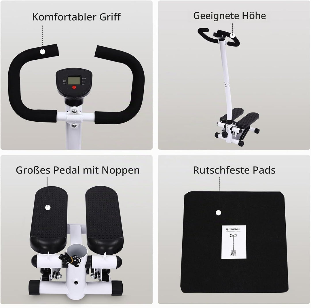 Fitness Stepper, HöHenverstellbar üBung Stepping Machine Mit Lenker,Zuhause Treppensteiger Fitnessge