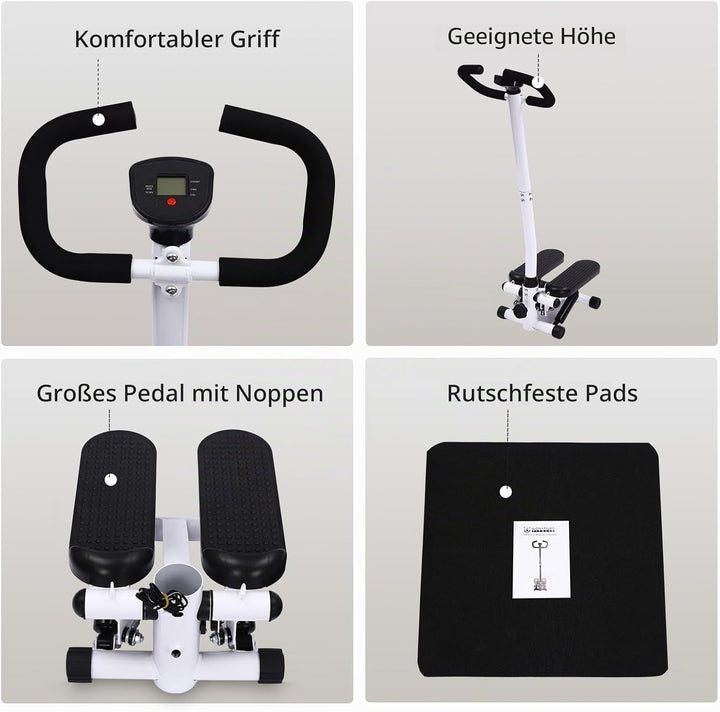 Fitness Stepper, HöHenverstellbar üBung Stepping Machine Mit Lenker,Zuhause Treppensteiger Fitnessge