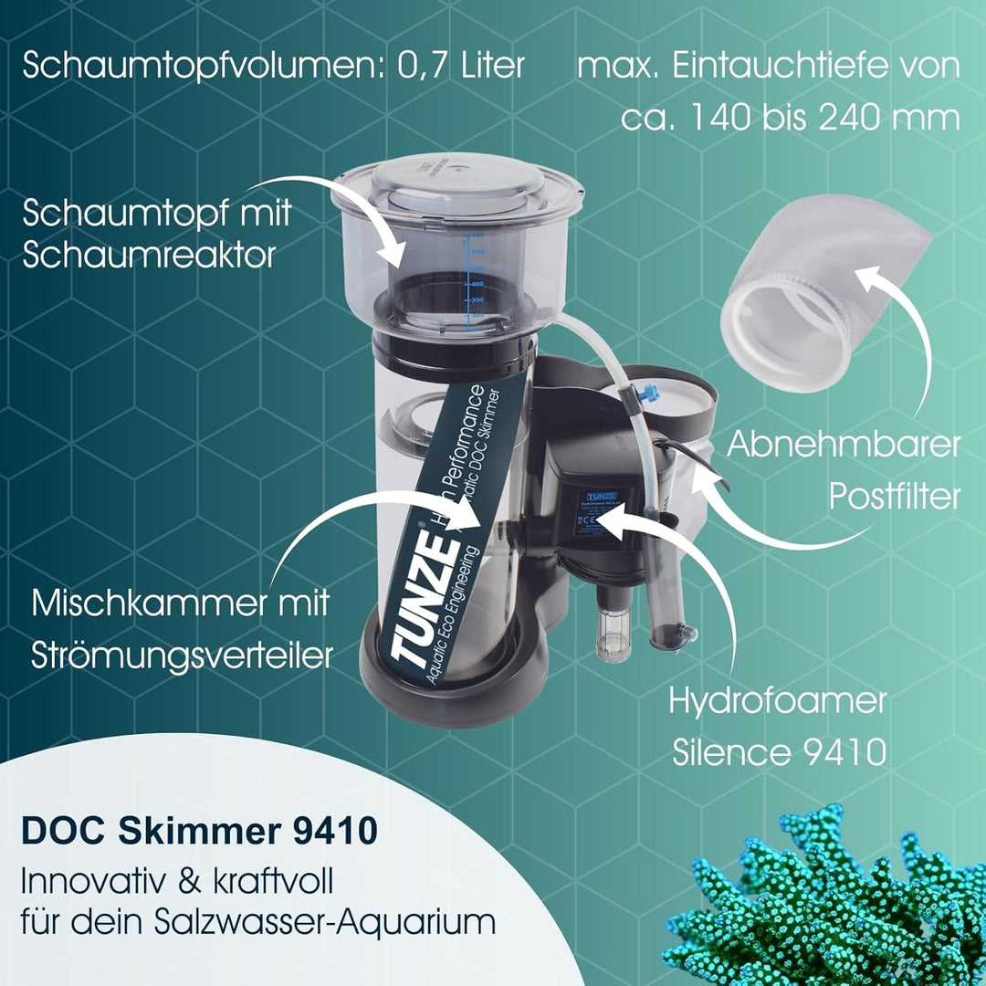 TUNZE DOC Skimmer 9410 Eiweissabschäumer, 1.000L( Model No.9410), Schwarz DOC Skimmer 9410 (1000 L),