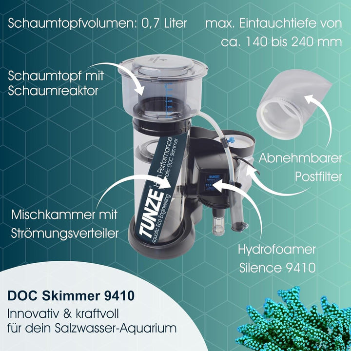 TUNZE DOC Skimmer 9410 Eiweissabschäumer, 1.000L( Model No.9410), Schwarz DOC Skimmer 9410 (1000 L),