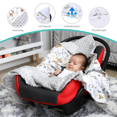 Einschlagdecke Babyschale Decke Kinderwagen 90 x 90 cm - universal Baby Babydecke für Buggy Autositz