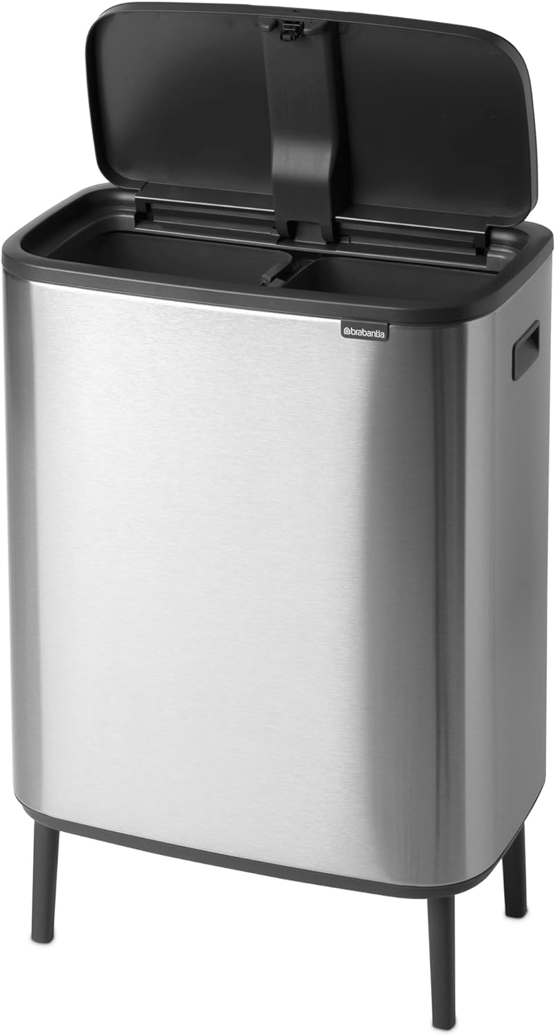 Brabantia Bo Touch Abfalleimer Hi Recycling 2 x 30L, Stahl matt gegen Fingerabdrücke